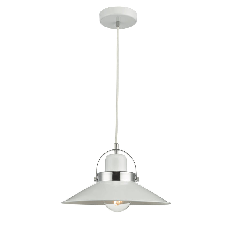 Dar LID012 Liden 1Lt Pendant White and Polished Chrome