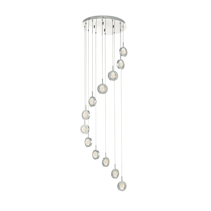 Dar LIV1250 Livia 12lt Cluster LED Pendant Polished Chrome & Glass Spheres