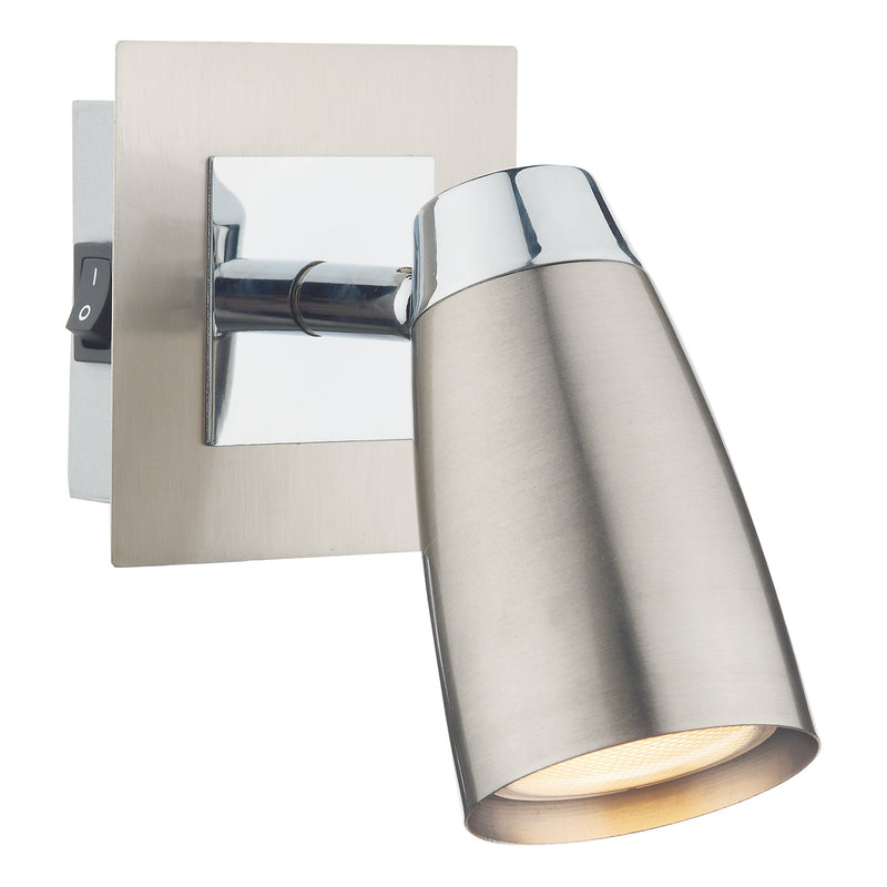 Dar LOF0746 Loft 1 Light Spotlight Satin/Polished Chrome