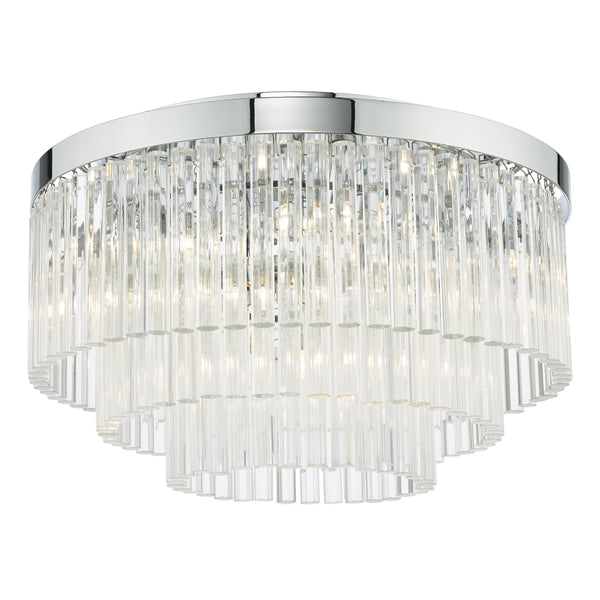 Dar LOG5408 Logan 5 Light Flush Polished Chrome Glass