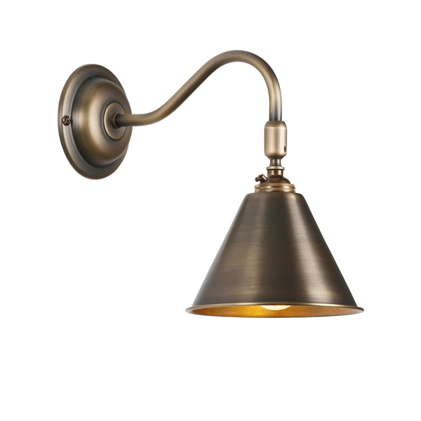 David Hunt LON8875 London Single Wall Light With Adjustable Knuckle In Antique Brass
