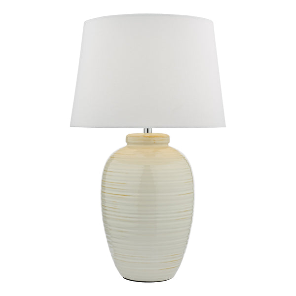 Dar LUE432 Luelle 1 Light Table Lamp Gloss Glazed Cream With Shade