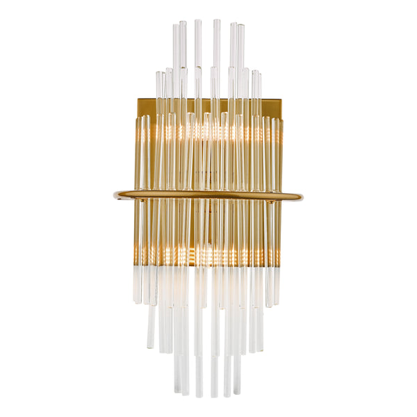 Dar LUK0935 Lukas 2 Light Wall Light Antique Gold Glass