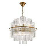 Dar LUK1735 Lukas 13 Light Pendant Brushed Antique Gold And Clear Glass