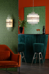 Dar LUK1735 Lukas 13 Light Pendant Brushed Antique Gold And Clear Glass