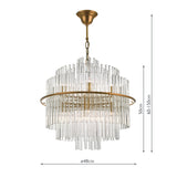 Dar LUK1735 Lukas 13 Light Pendant Brushed Antique Gold And Clear Glass