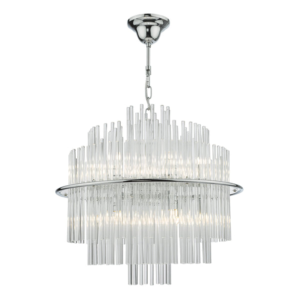 Dar LUK1750 Lukas 13 Light Pendant Polished Chrome Glass