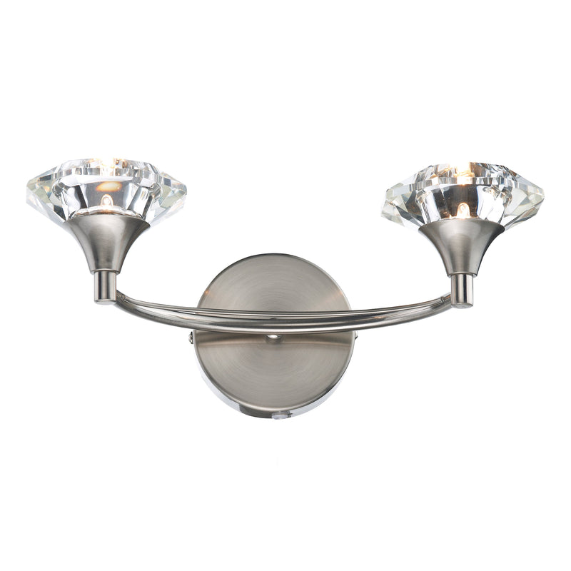 Dar LUT0946 Luther Crystal Double Wall Bracket Satin Chrome