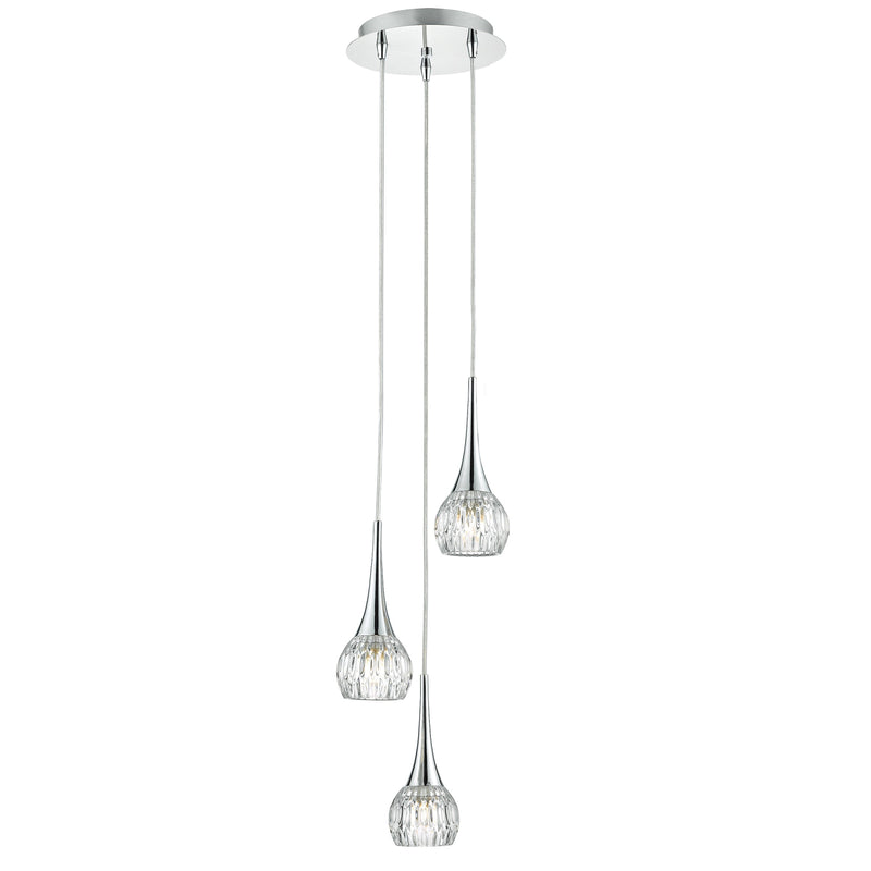 Dar LYA0350 Lyall 3 Light Spiral Polished Chrome & Decorative Glass