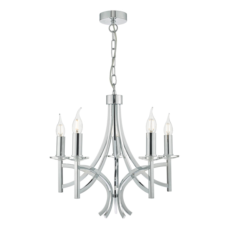 Dar LYO0550 Lyon 5lt Pendant Polished Chrome & Crystal