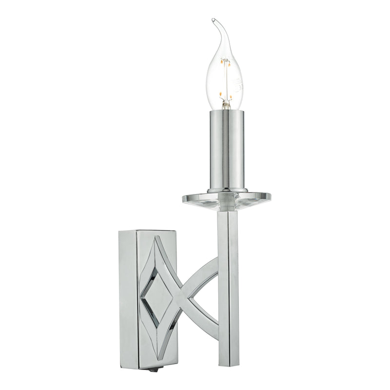 Dar LYO0750 Lyon 1lt Wall Light Polished Chrome & Crystal