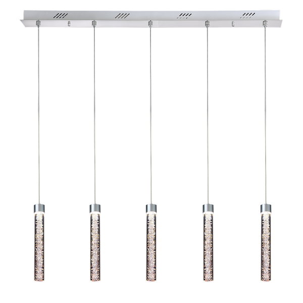 Ex-Display Crackle glass 5 light bar pendant chrome MD19020106-5ACHR