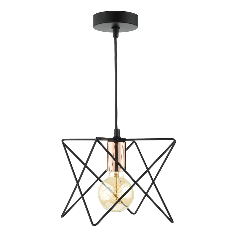 Dar MID0122 Midi Cage Pendant Matt Black & Bright Copper