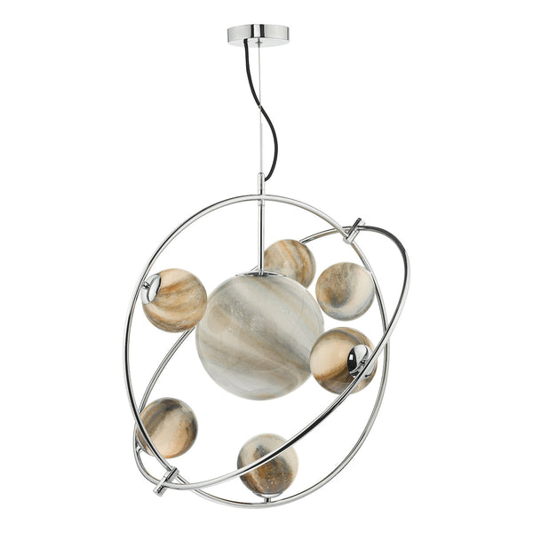 Dar MIK3450 Mikara 7 Light Pendant Polished Chrome Glass