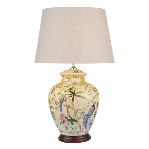 Dar MIM4202 Mimosa Table Lamp White/ Floral/ Bird Base Only