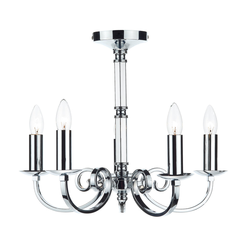 Dar MUR0550 Murray 5 Light Dual Mount Pendant Polished Chrome