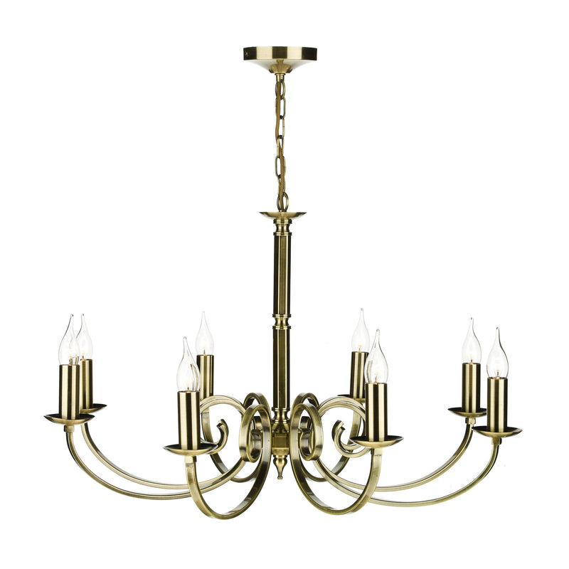 Dar MUR0875 Murray 8 Light Dual Mount Pendant Antique Brass