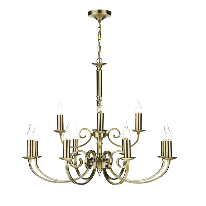 Dar MUR1275 Murray 12 Light Dual Mount Pendant Antique Brass