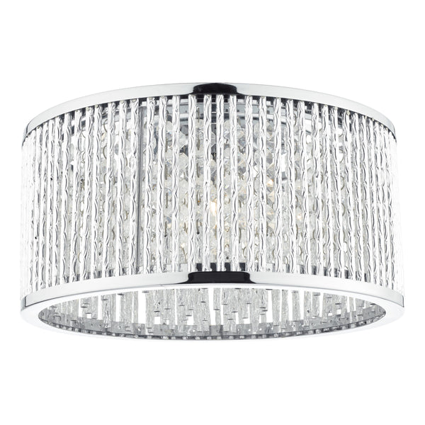 Dar NAN5368 Nantes 3 Light Flush Polished Chrome Alum