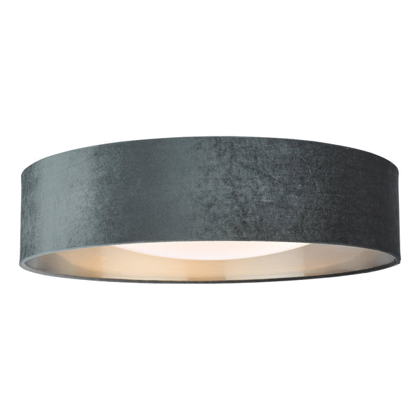Dar NYS4861 Nysa 3 Light Flush Velvet Dark Grey Shade 60Cm