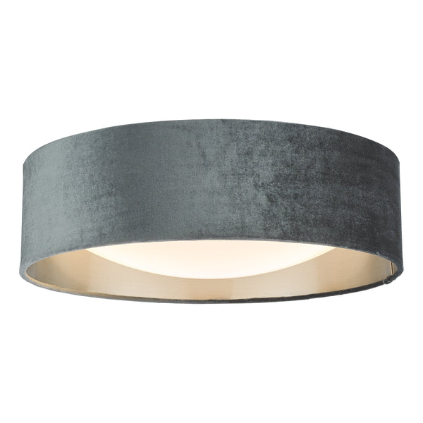 Dar NYS5061 Nysa 2 Light Flush Velvet Dark Grey Shade 40Cm