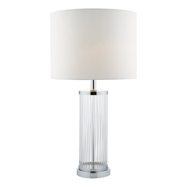 Dar OLA4350-X Olalla Table Lamp Polished Chrome and Clear Glass with Ivory Shade