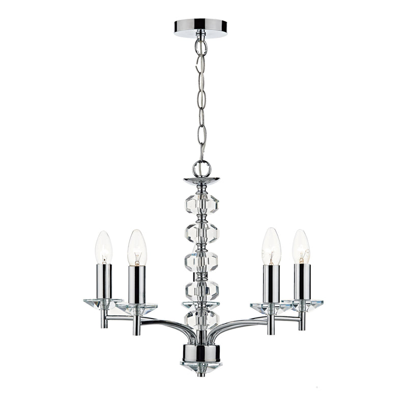 Dar OLE0550 Oleana 5 Light Pendant Polished Chrome Crystal