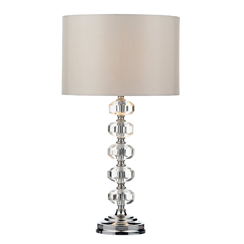 Dar OLE4250 Oleana Table Lamp Polished Chrome Crystal complete with Shade