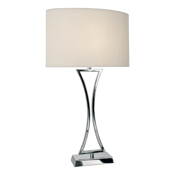 Dar OPO4150 Oporto Wavy Table Lamp Polished Chrome complete with Cream Oval Shade