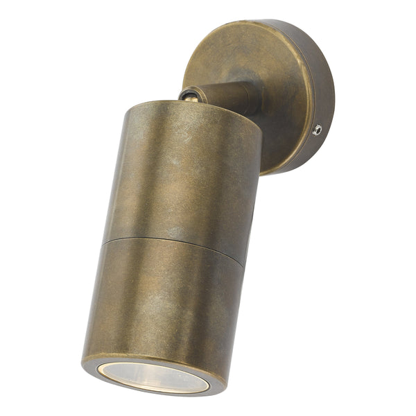 Dar ORT0775 Ortega Outdoor Adjustable Wall Spotlight IP65 Natural Brass