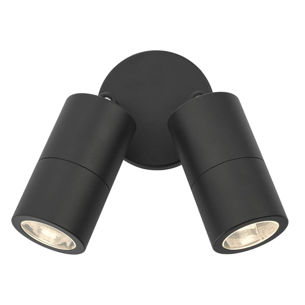 Dar ORT0922 Ortega Outdoor Double Adjustable Wall Spotlight IP65 Matt Black