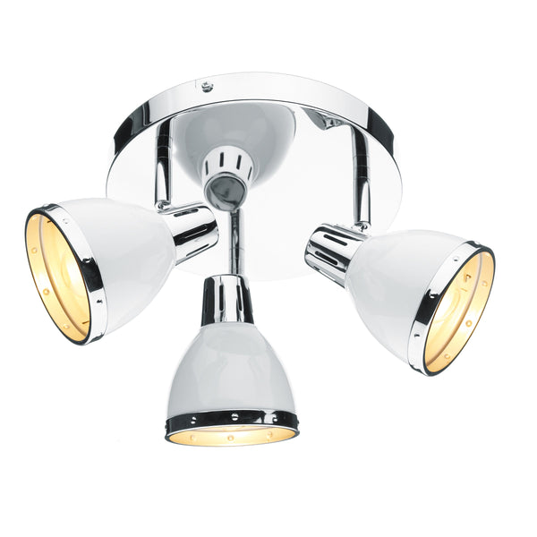Dar OSA762 Osaka 3 Light Round Plate Spot White and Polished Chrome