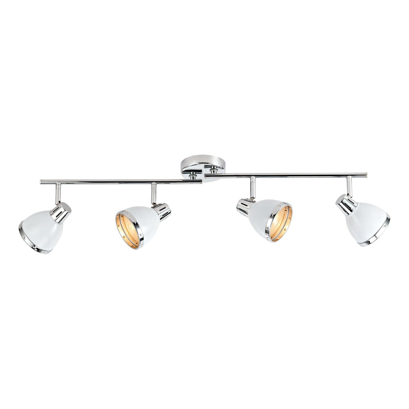 Dar OSA842 Osaka 4 Light Bar Gloss White and Polished Chrome