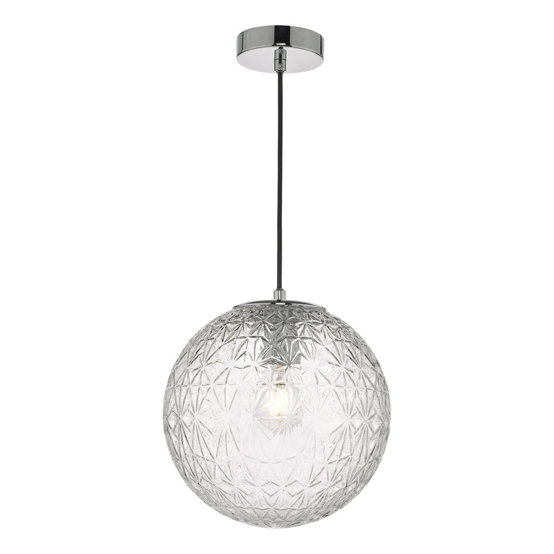 Dar OSS0108 Ossian 1 Light Pendant Polished Chrome And Clear Glass Small