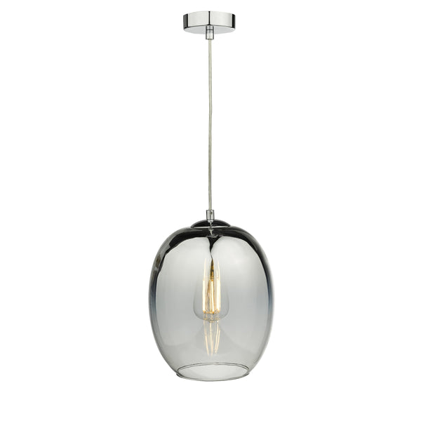 Dar PAT0132 Patrice 1 Light Pendant Silver Glass