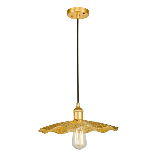 Dar PIP0135 Piper 1 Light Single Pendant Gold Leaf