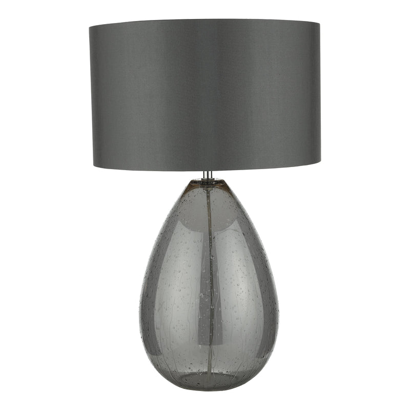 Dar RAI4239 Rain Table Lamp Smoked Glass c/w Grey Shade