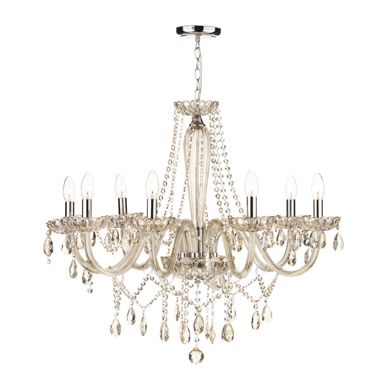 Dar RAP0806 Raphael 8 Light Chandelier Champagne Crystal