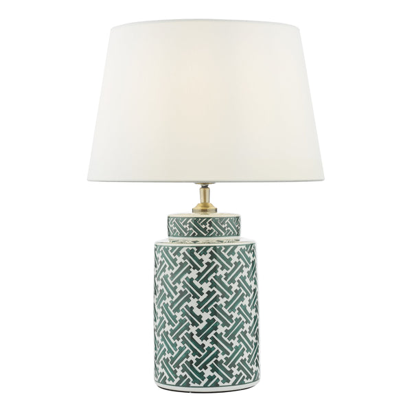Dar REE4224 Reese 1 Light Ceramic Table Lamp Green & Blue Print Base Only