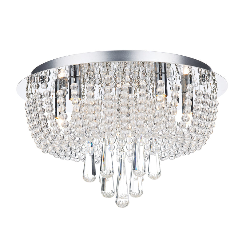 Dar SAI5450 Saigon 5 Light Flush Polished Chrome/Clear