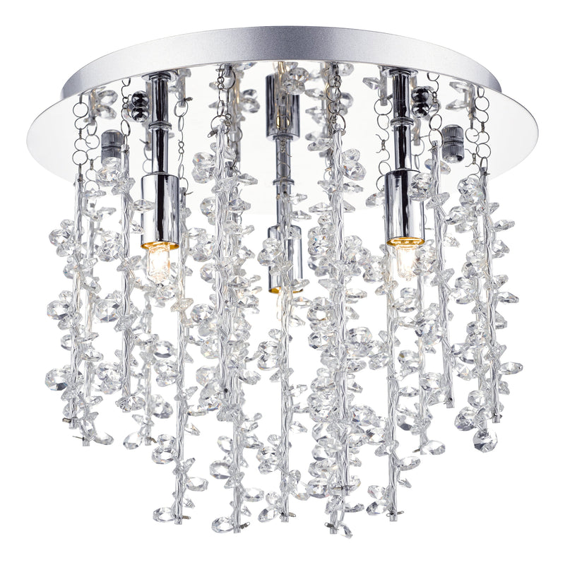 Dar SES5250 Sestina 3 Light G9 Flush With Decorative Rods and Crystal Beads