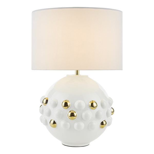 Dar SPH422 Sphere 1 Light Table Lamp Gloss Glazed White With Shade