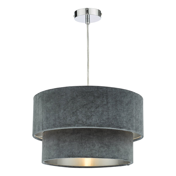 Dar SUV8661 Suvan Easy Fit Tired Velvet Shade Dark Grey With Silver Lining