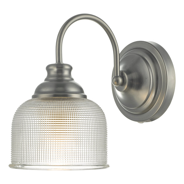 Clearance Dar TAC0761 Tack Wall Light Antique Chrome & Textured Glass