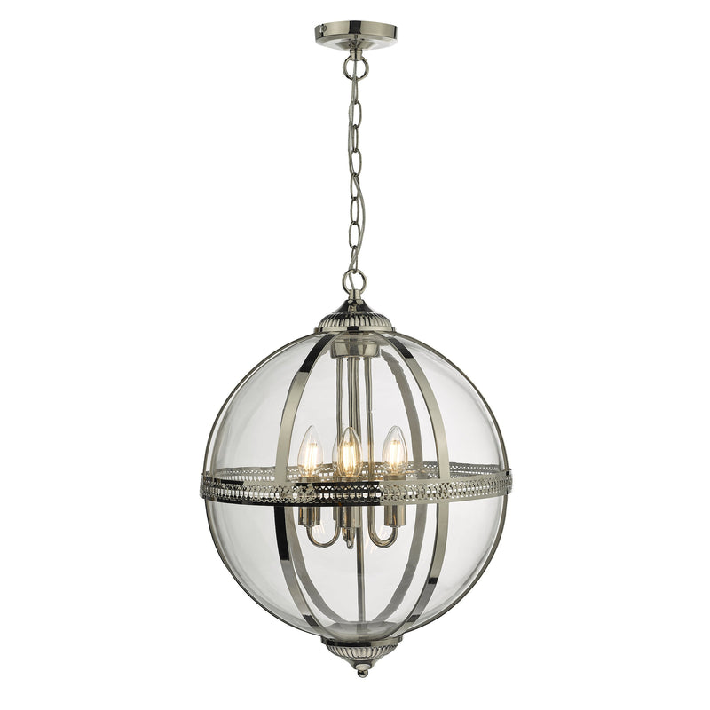 Dar VAN0538 Vanessa 5 Light Pendant Polished Nickel And Clear