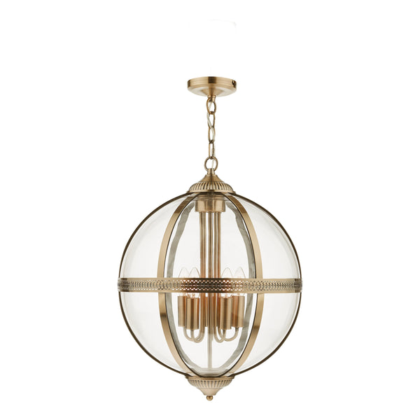 Dar VAN0575 Vanessa 5 Light Lantern Antique Brass Glass