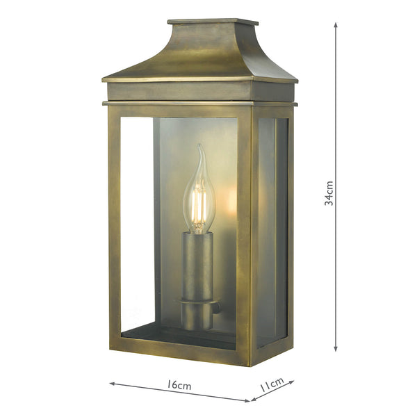 IN STOCK (limited) Dar VAP5245 Vapour Coach Lantern Outdoor Wall Light IP44 Weathered Brass