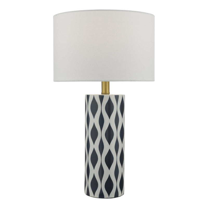 Dar WEY4223 Weylin Table Lamp Blue And White Ceramic With Shade