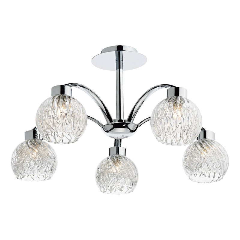 Dar YAS0550 Yasmin 5 Light Semi Flush Polished Chrome