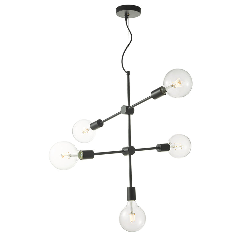 Dar YON0522 Yonah 5 Light Pendant Black